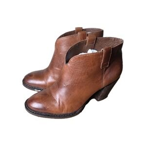 Steven By Steve Madden Brown Leather Friisky Booties Cowgirl Ankle Womens Sz 7